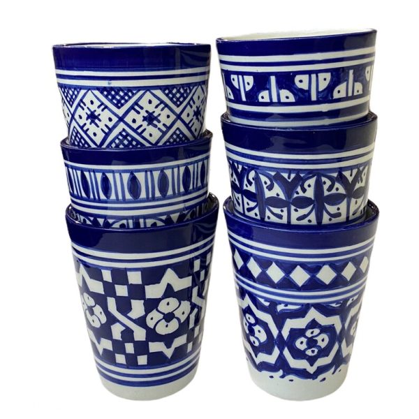 Handmade and hand-painted Moroccan ceramic tea glasses