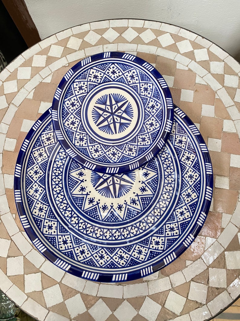 Moroccan handmade ceramic dinner dish and dessert dish