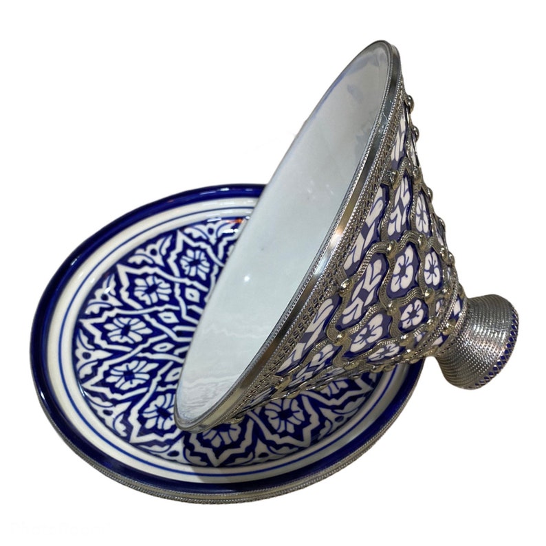 Handmade Moroccan ceramic Tajine dish from Fez