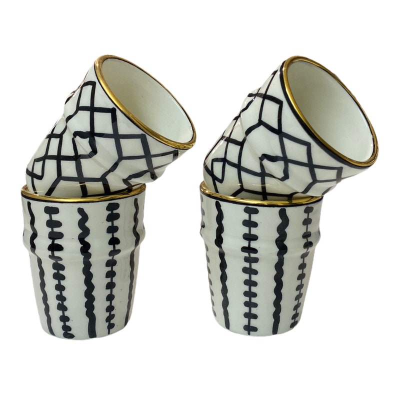 Moroccan beldi tea glasses with real gold border