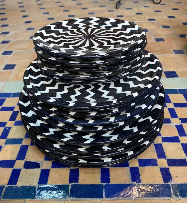 A1 - Black and white Handmade ceramic plates
