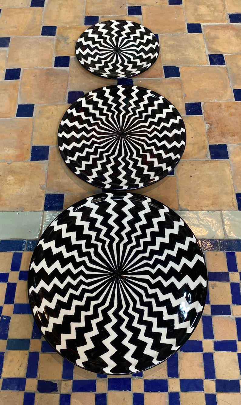 A1 - Black and white Handmade ceramic plates