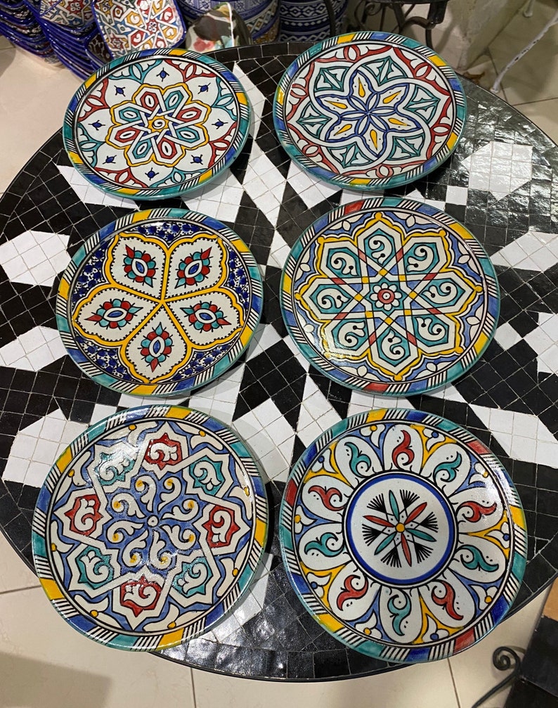 A2 - Set of 6 Moroccan ceramic dessert dish handmade