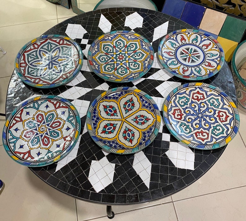 A2 - Set of 6 Moroccan ceramic dessert dish handmade