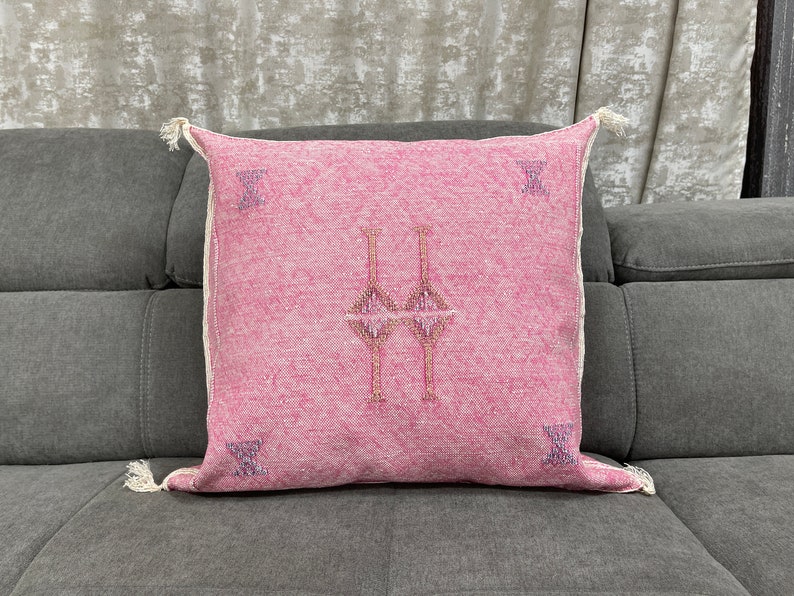 Pink Moroccan pillows silk 24x24