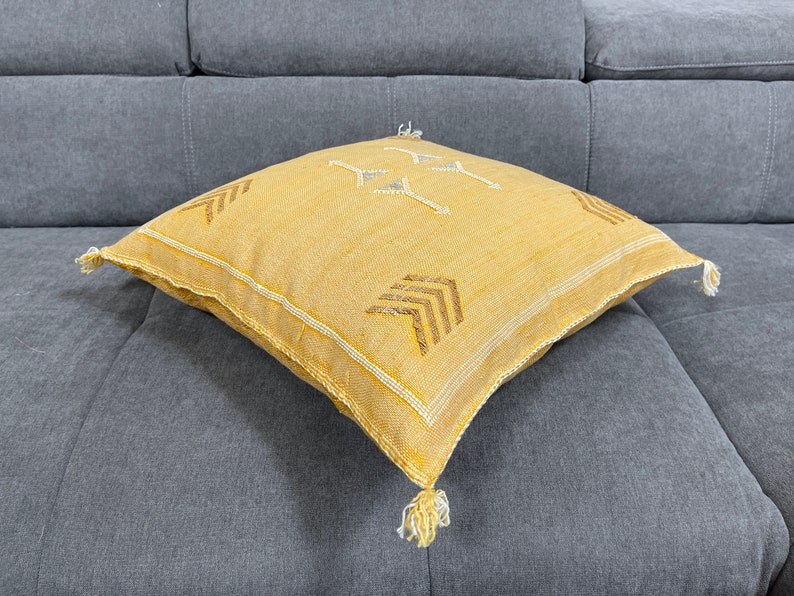 Yellow Moroccan Pillow Cactus Silk