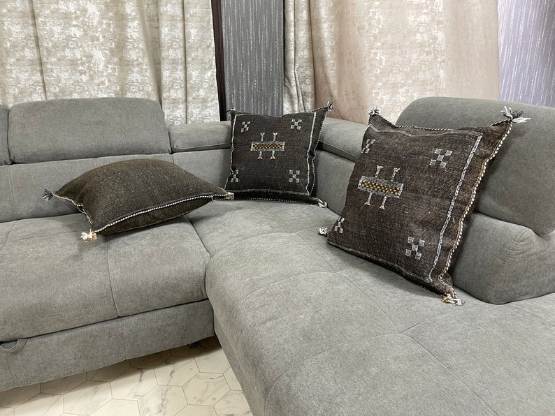 Brown Moroccan pillows silk 24x24