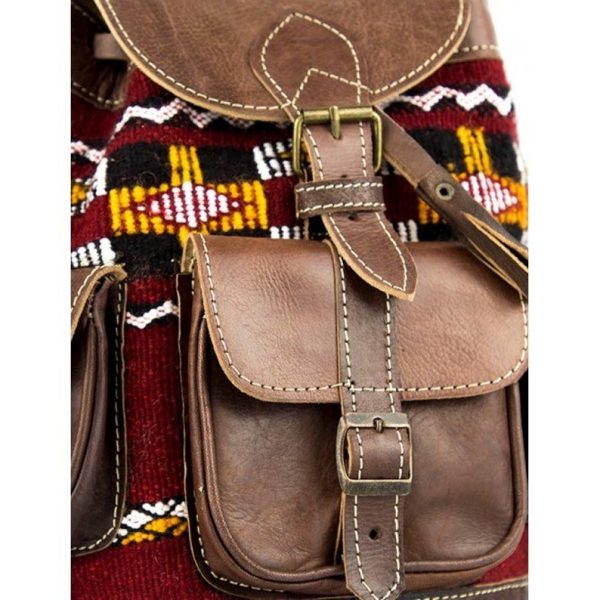 Genuine leather kilim Moroccan backpack