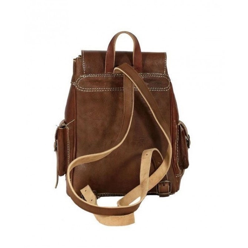 Genuine leather backpack Brown and kilim