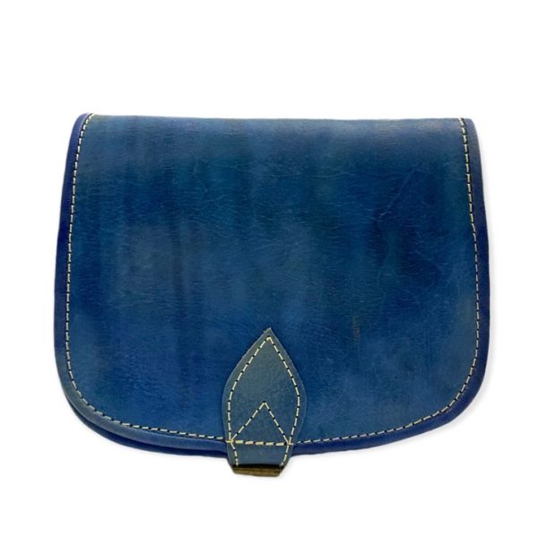 Blue Genuine leather Moroccan shoulder bag