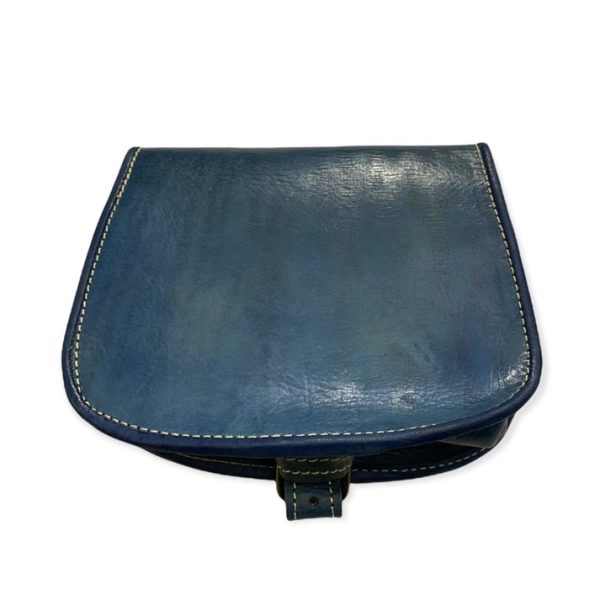 Blue Genuine leather Moroccan shoulder bag
