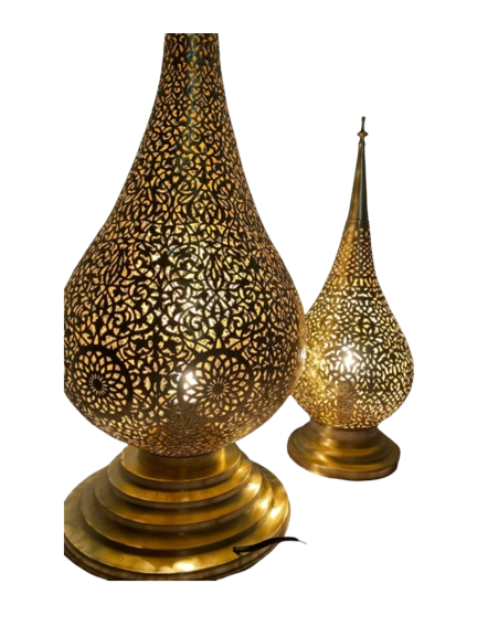 Moroccan Handmade Table Lamp - Brass & Silver