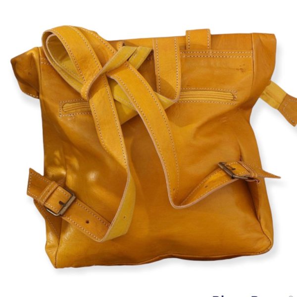 Yellow Moroccan leather Backpack in genuine