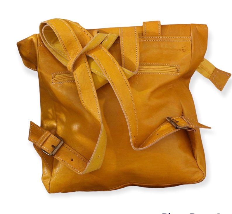Yellow Moroccan leather Backpack in genuine