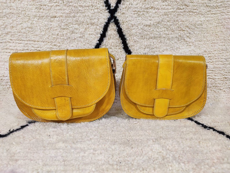 Set of 2 Moroccan yellow leather wallet