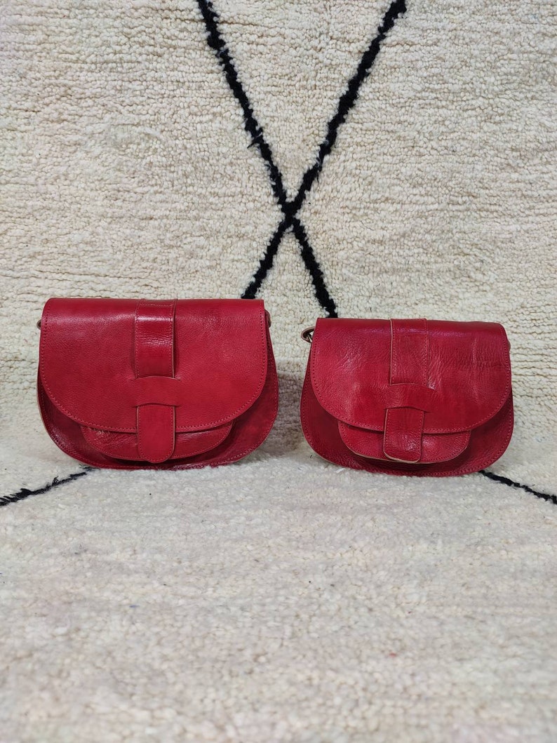 Set of 2 Moroccan Red leather wallet
