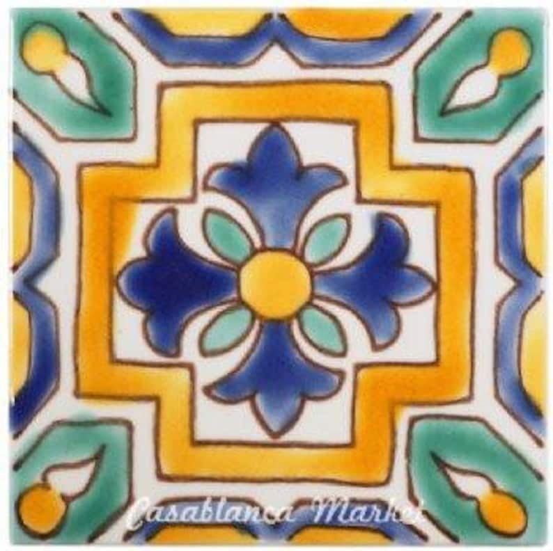 Moroccan Tile, Mediterranean Decor, Hand Painted Tile
