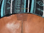 Blue Leather Tissu Moroccan Pouf