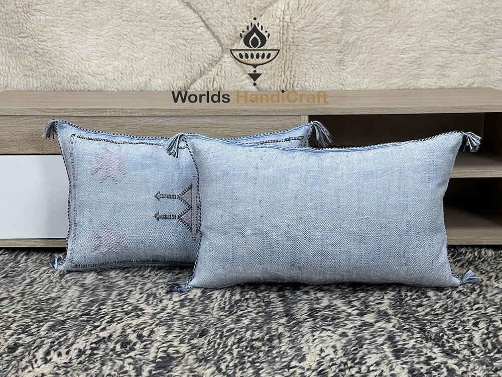 Blue Moroccan pillows silk 35x53