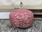 Red Tissu Moroccan Leather Pouf