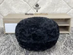 Black Leather Tissue Pouf